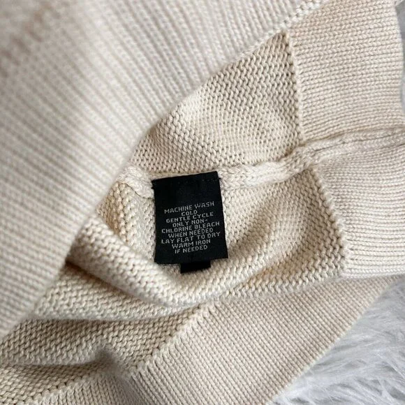 LRL Ralph Lauren Jeans Women's L CreamHalf Zip Knit Foldover Sweater Pullover - Picture 9 of 11